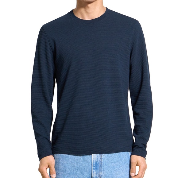 THEORY Men’s Delroy in Studio T Textured Long Sleeve TeeBaltic (Navy)